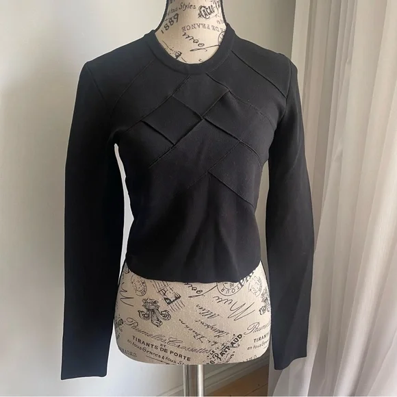 Proenza Schouler Black Knit Cropped Sweater - Picture 6 of 8